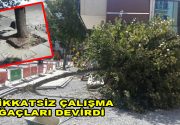 Dikkatsiz çalışma ağaçlara zarar veriyor Bağcılar’da kaldırımların yenilemesi sırasında dikkatsiz