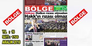 BÖLGE GAZETESİ 156. ”ARALIK” SAYISI ÇIKTI