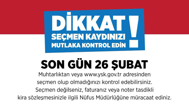 Seçmen kaydınızı kontrol ettirdiniz mi?