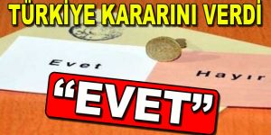 Türkiye Referandum kararını verdi: ”EVET”