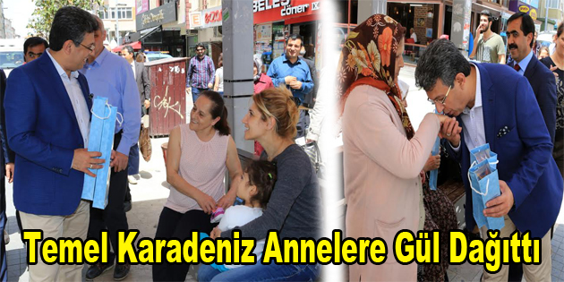 Temel Karadeniz annelere gül dağıttı