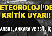 Meteoroloji’den Kritik Uyarı! İstanbul, Ankara ve 33 İl için… Meteoroloji’den