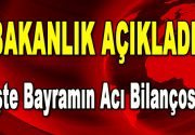 İçişleri Bakanlığı Bayramın acı bilançosunu açıkladı. 10 günlük Kurban Bayramı