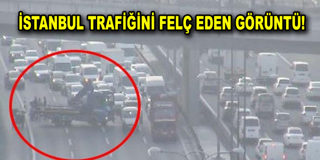 İstanbul trafiği felç oldu! Çekici yolu kapattı