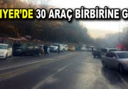 Sarıyer’de 30 araç birbirine girdi İstanbul Sarıyer ilçesinde buzlanma nedeniyle