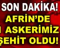 Zeytin Dalı Harekatı’nda bir asker şehit oldu