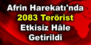 Afrin Harekatı’nda 2083 terörist etkisiz hâle getirildi