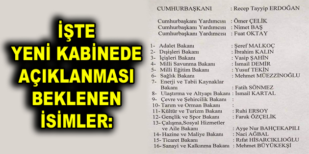 Yeni Kabine Belli oluyor!
