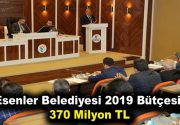 2019 BÜTÇESİ: 370 MİLYON TL Esenler Belediyesi’nin 2019 yılı tahmini