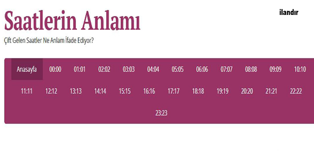 Bazı Saatlerin Anlamları