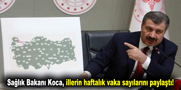 Sağlık Bakanı Koca, illerin haftalık vaka sayılarını paylaştı!