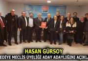 HASAN GÜRSOY, BELEDİYE MECLİS ÜYELİĞİ ADAY ADAYLIĞINI AÇIKLADI Gazeteci Hasan
