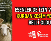 ESENLER BELEDİYESİ İZİN VERİLEN KURBAN KESİM YERLERİNİ AÇIKLADI