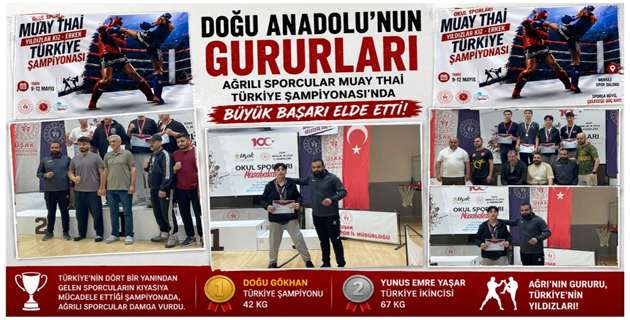 Ağrılı Yıldızlar Muay Thai Türkiye Şampiyonası’na Damga Vurdu