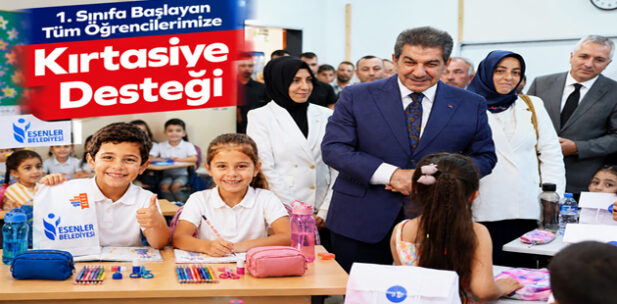 ESENLER BELEDİYESİ’NDEN ÖĞRENCİLERE KIRTASİYE DESTEĞİ