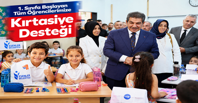 ESENLER BELEDİYESİ’NDEN ÖĞRENCİLERE KIRTASİYE DESTEĞİ
