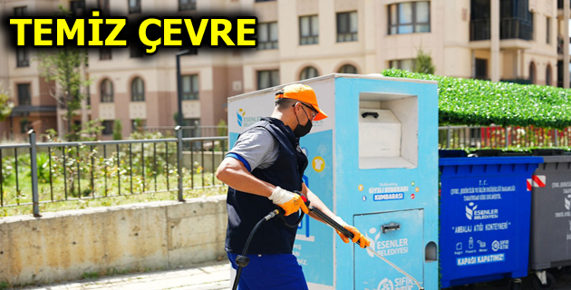 ESENLER’DE ÇÖP KONTEYNERLERİ DÜZENLİ OLARAK DEZENFEKTE EDİLİYOR