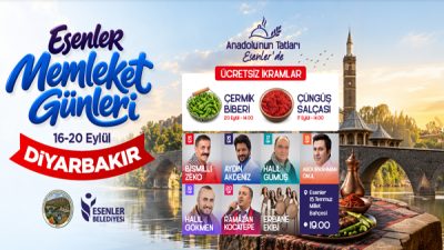 ESENLER’DE ”MEMLEKET GÜNLERİ” BAŞLIYOR! Esenler Belediyesi tarafından düzenlenen “Esenler Memleket Günleri” etkinlikleri, Diyarbakır programıyla